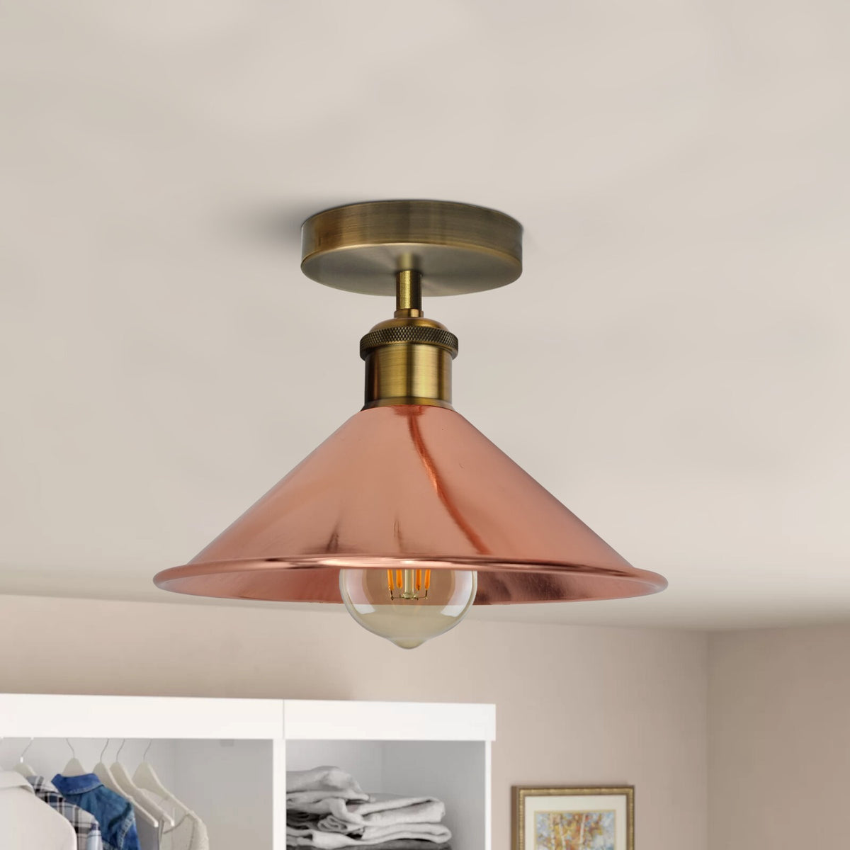 Flush Mount Cone Ceiling Light 22 cm – E27, 20 Shade Colours - photo 2