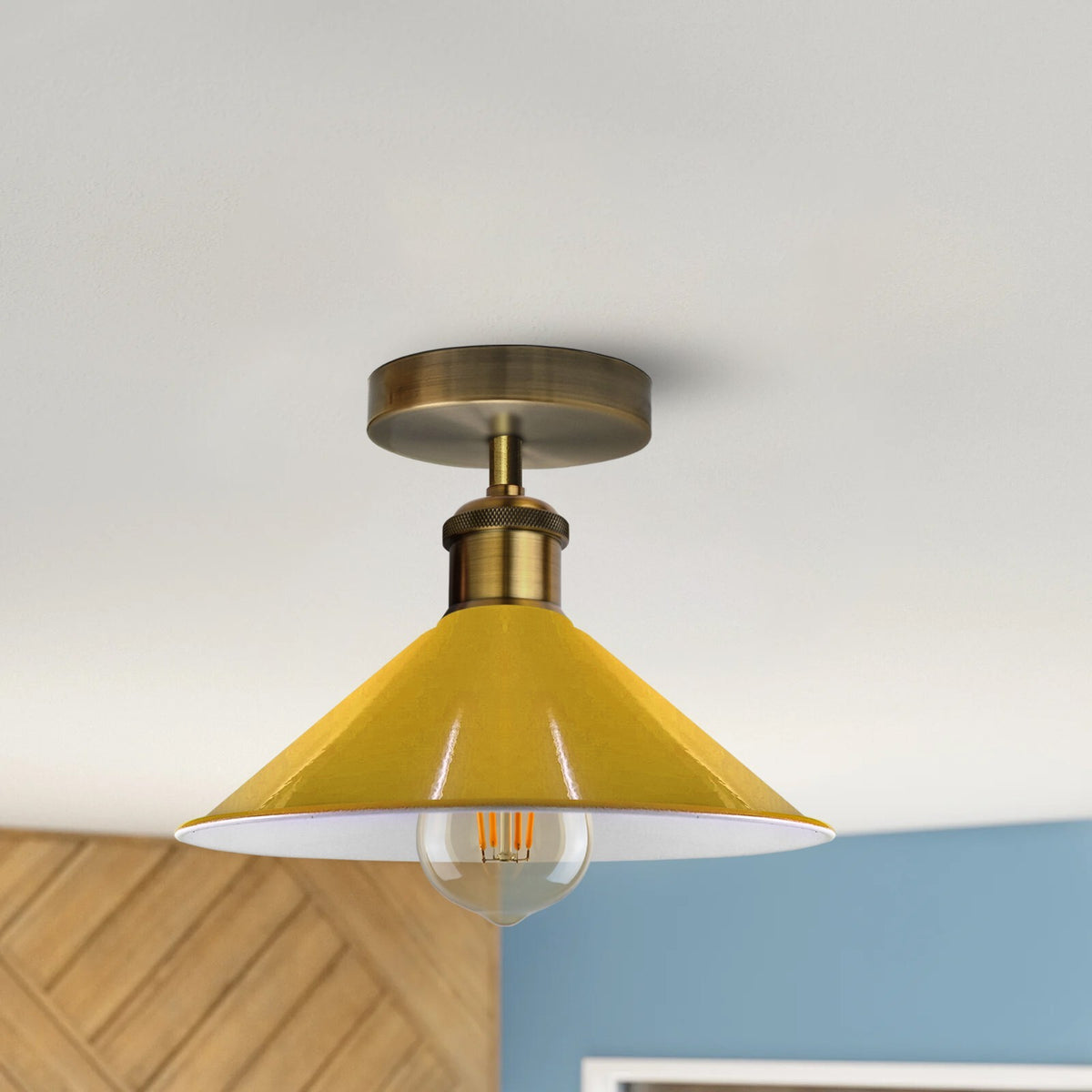 Flush Mount Cone Ceiling Light 22 cm – E27, 20 Shade Colours - photo 3