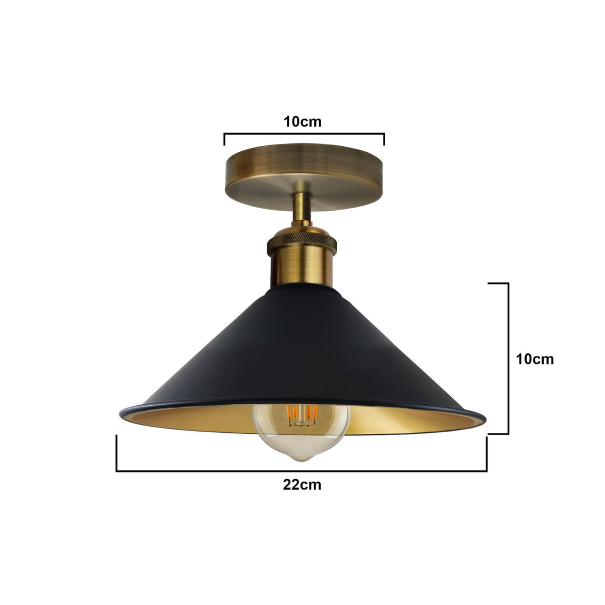 Flush Mount Cone Ceiling Light 22 cm – E27, 20 Shade Colours - photo 4