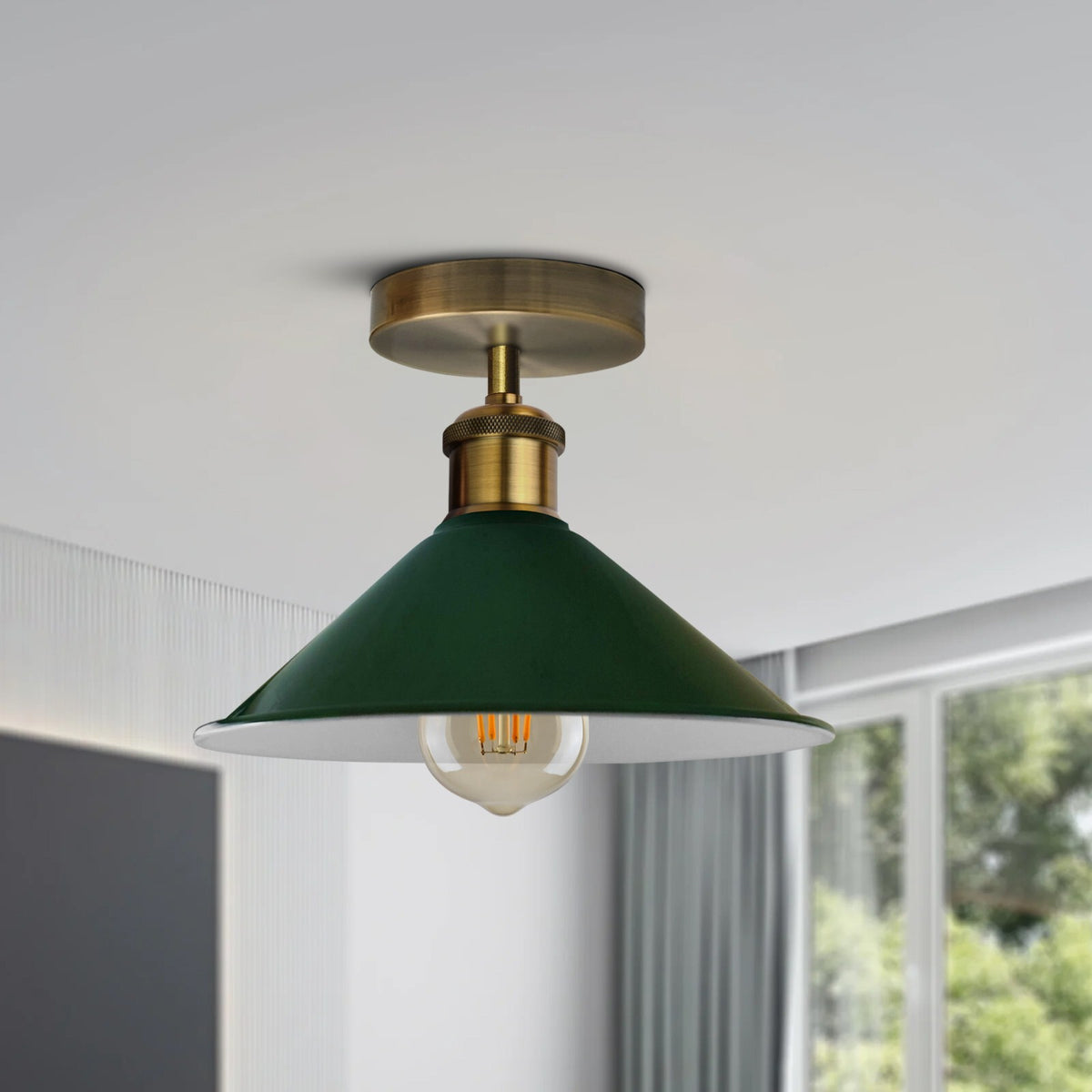Flush Mount Cone Ceiling Light 22 cm – E27, 20 Shade Colours - photo 6