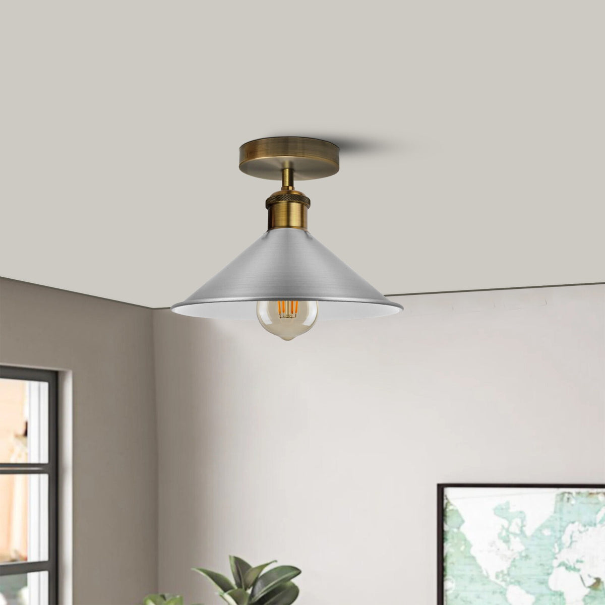 Flush Mount Cone Ceiling Light 22 cm – E27, 20 Shade Colours - photo 7