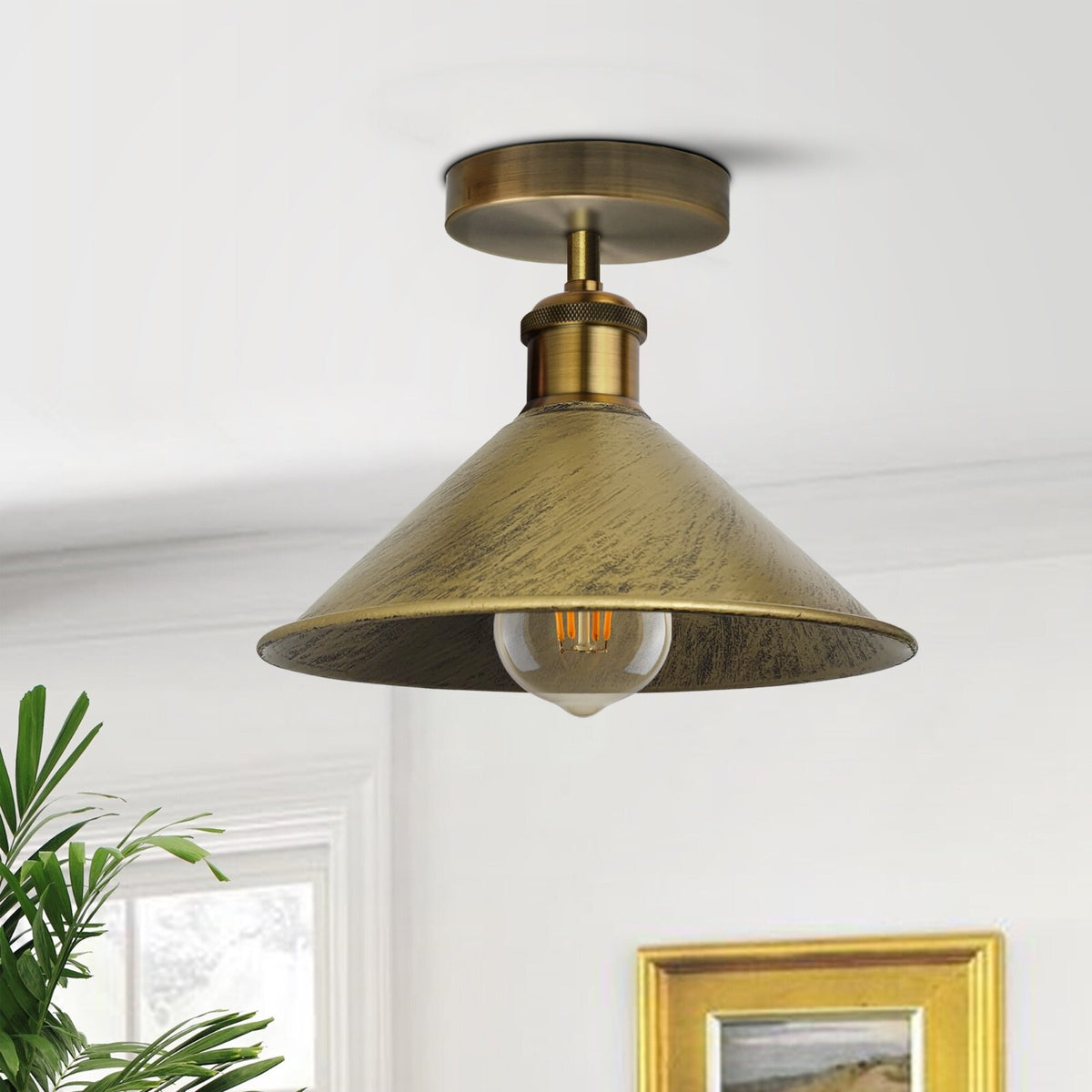 Flush Mount Cone Ceiling Light 22 cm – E27, 20 Shade Colours - photo 9