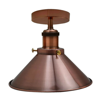 Flush Mount Cone Ceiling Light 22 cm – E27, 20 Shade Colours - Copper, Flat Cone 22 cm Copper Shade Ring, Without Bulb