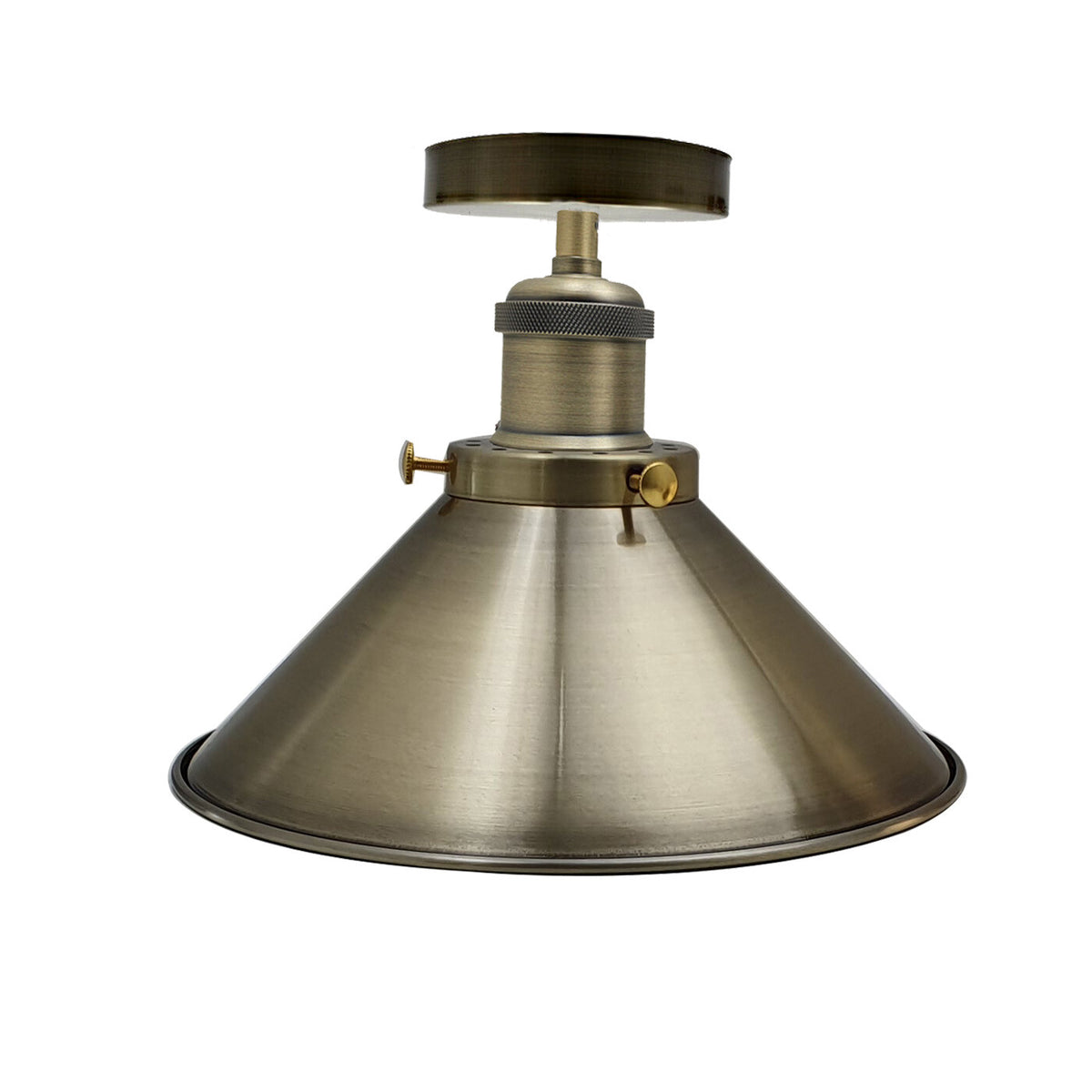 Flush Mount Cone Ceiling Light 22 cm – E27, 20 Shade Colours - Green Brass, Flat Cone 22 cm Green Brass, Without Bulb