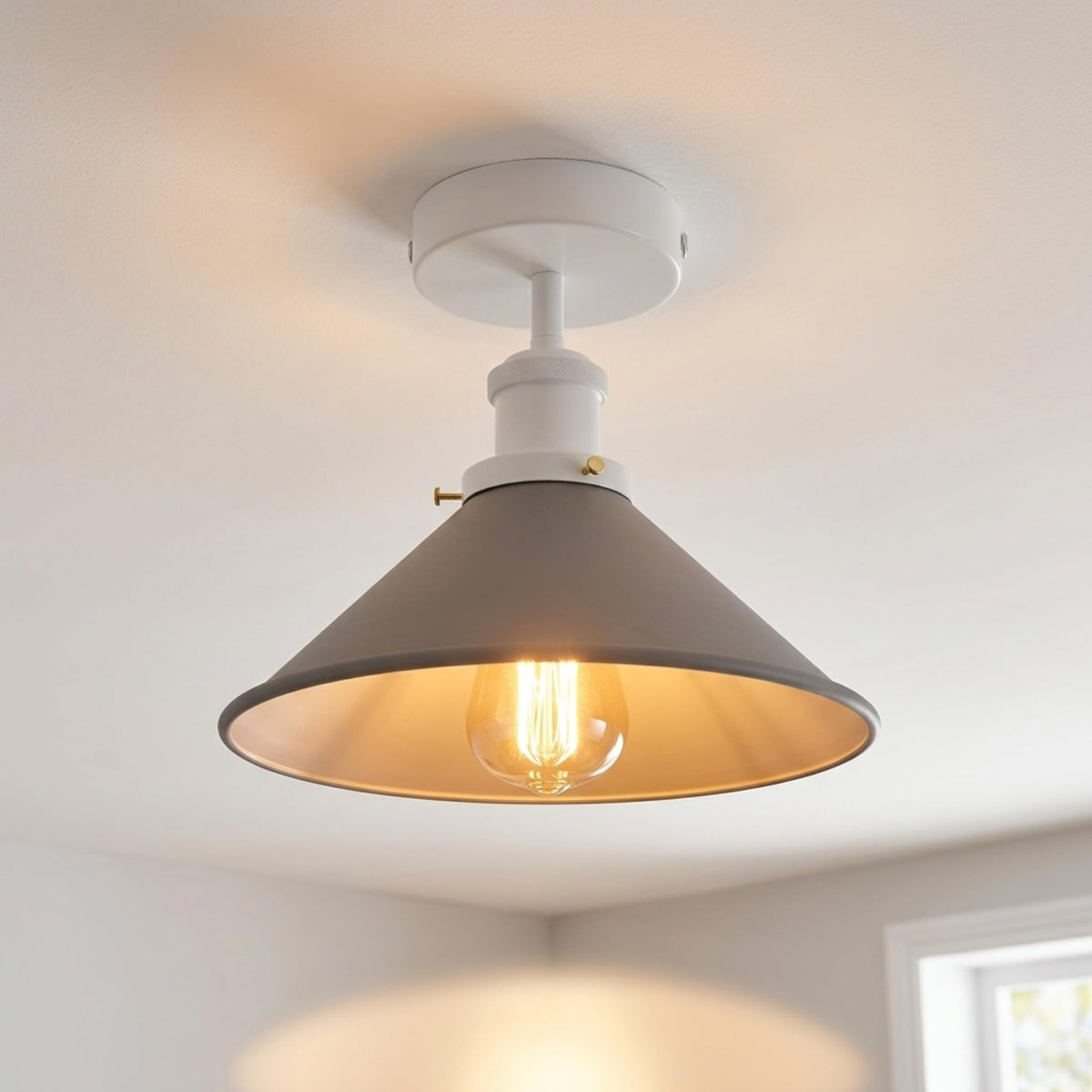 Flush Mount Cone Ceiling Light 22 cm – E27, 20 Shade Colours - photo 32