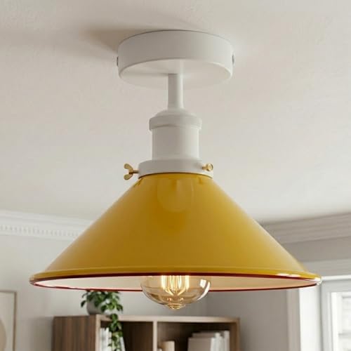 Flush Mount Cone Ceiling Light 22 cm – E27, 20 Shade Colours - photo 35