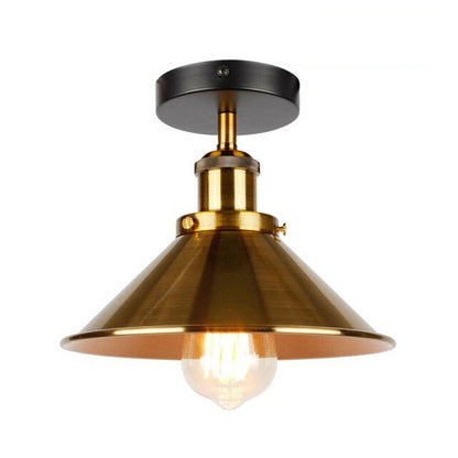 Flush Mount Cone Ceiling Light 22 cm – E27, 20 Shade Colours - Yellow Brass, Flat Cone 22 cm Yellow Brass, Without Bulb