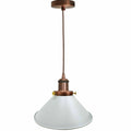 Copper Pendant Light – White Flat Cone Shade 22 cm or Bare, E27 - Copper, Flat Cone 22 cm White, Without Bulb