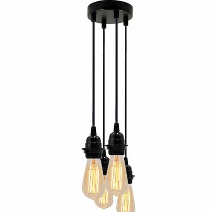 4 Light Cluster Pendant – Black Bakelite Holders, 12 cm Rose, E27
