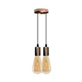 2 Light Cluster Pendant – Copper, Braided Cable, 12 cm Rose, E27