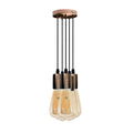 5 Light Cluster Pendant – Copper, Braided Cable, 12 cm Rose, E27