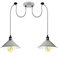 2-Light Swag Pendant – Chrome Flat Cone Shades, E27