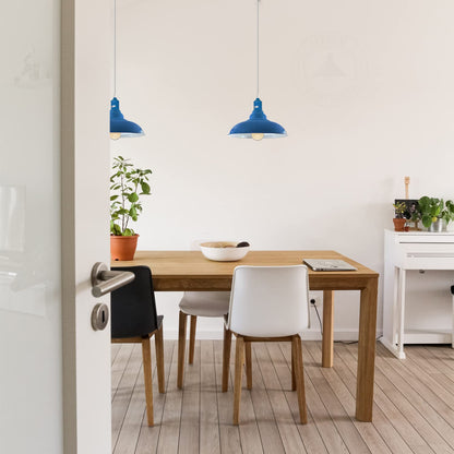 Coloured Pendant Light – Gloss Metal, Curvy or Barn Shades, 8 Colours - photo 3