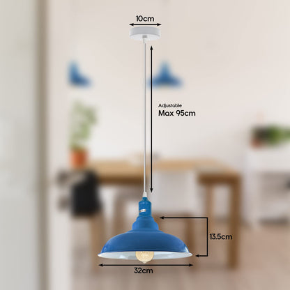 Coloured Pendant Light – Gloss Metal, Curvy or Barn Shades, 8 Colours - photo 5