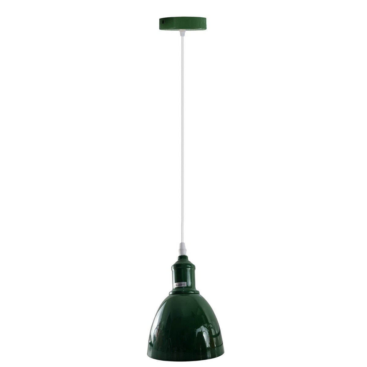 Coloured Pendant Light – Gloss Metal, Curvy or Barn Shades, 8 Colours - Green, Retro 15 cm Green, Without Bulb