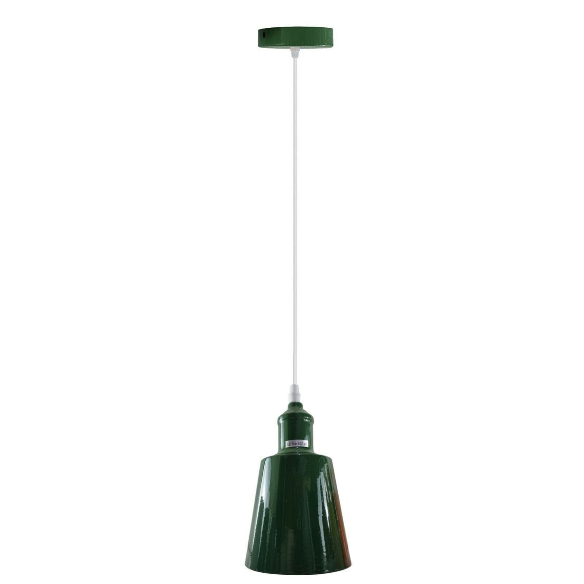 Coloured Pendant Light – Gloss Metal, Curvy or Barn Shades, 8 Colours - Green, Retro Small 15 cm Green, Without Bulb