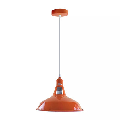 Coloured Pendant Light – Gloss Metal, Curvy or Barn Shades, 8 Colours - Orange, Barn Slotted 30 cm Orange, Without Bulb