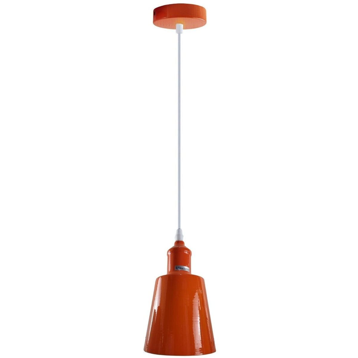 Coloured Pendant Light – Gloss Metal, Curvy or Barn Shades, 8 Colours - Orange, Retro Small 15 cm Orange, Without Bulb