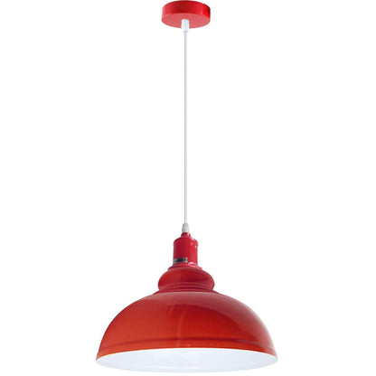 Coloured Pendant Light – Gloss Metal, Curvy or Barn Shades, 8 Colours - photo 10