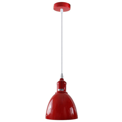 Coloured Pendant Light – Gloss Metal, Curvy or Barn Shades, 8 Colours - Red, Retro 15 cm Red, Without Bulb