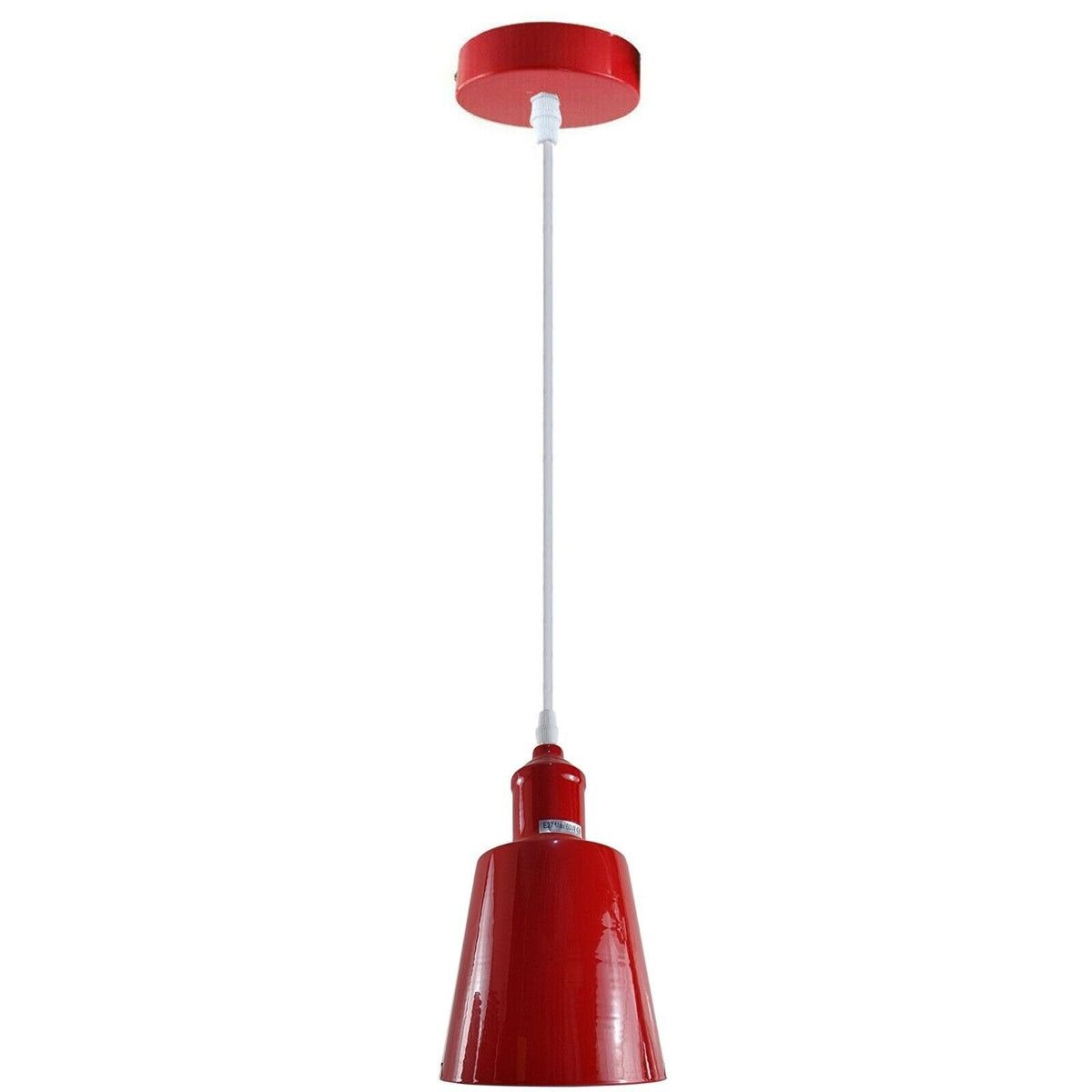 Coloured Pendant Light – Gloss Metal, Curvy or Barn Shades, 8 Colours - Red, Retro Small 15 cm Red, Without Bulb