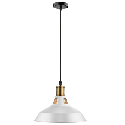 Coloured Pendant Light – Gloss Metal, Curvy or Barn Shades, 8 Colours - White, Barn Slotted 30 cm White, Without Bulb