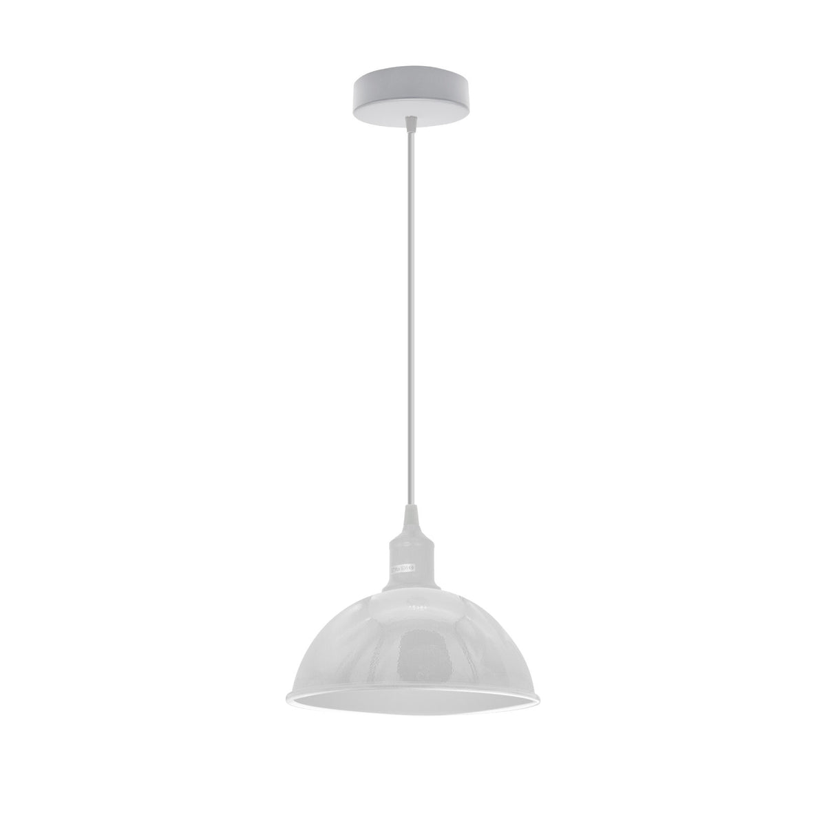 Coloured Pendant Light – Gloss Metal, Curvy or Barn Shades, 8 Colours - White, Dome 21 cm White, Without Bulb