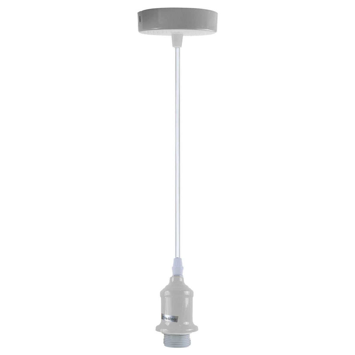 Coloured Pendant Light – Gloss Metal, Curvy or Barn Shades, 8 Colours - White, No Shade, Without Bulb