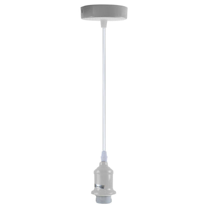 Coloured Pendant Light – Gloss Metal, Curvy or Barn Shades, 8 Colours - White, No Shade, Without Bulb