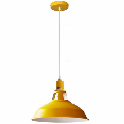 Coloured Pendant Light – Gloss Metal, Curvy or Barn Shades, 8 Colours - photo 36