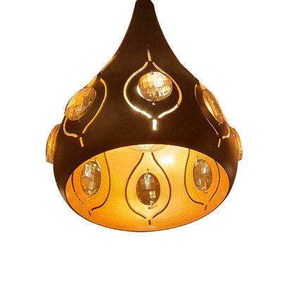 3-Light Teardrop Pendant – Black, Crystal-Studded or Plain, E27 - photo 2