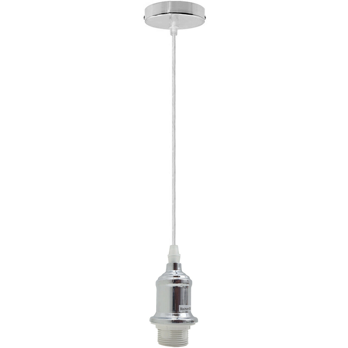 Retro Metal Pendant Light – Curvy, Gloss or Cone Shade, 3 Finishes - Chrome, No Shade, Without Bulb