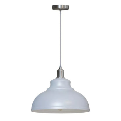 Retro Metal Pendant Light – Curvy, Gloss or Cone Shade, 3 Finishes - Satin Nickel, Curvy 29 cm White, Without Bulb
