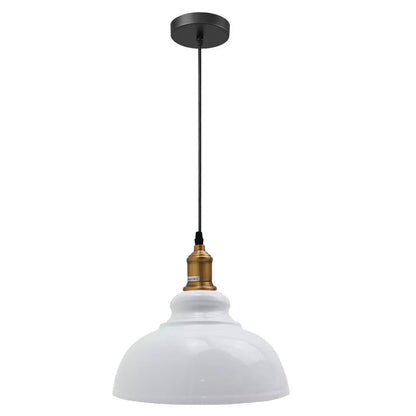 Retro Metal Pendant Light – Curvy, Gloss or Cone Shade, 3 Finishes - Yellow Brass, Curvy 29 cm White, Without Bulb