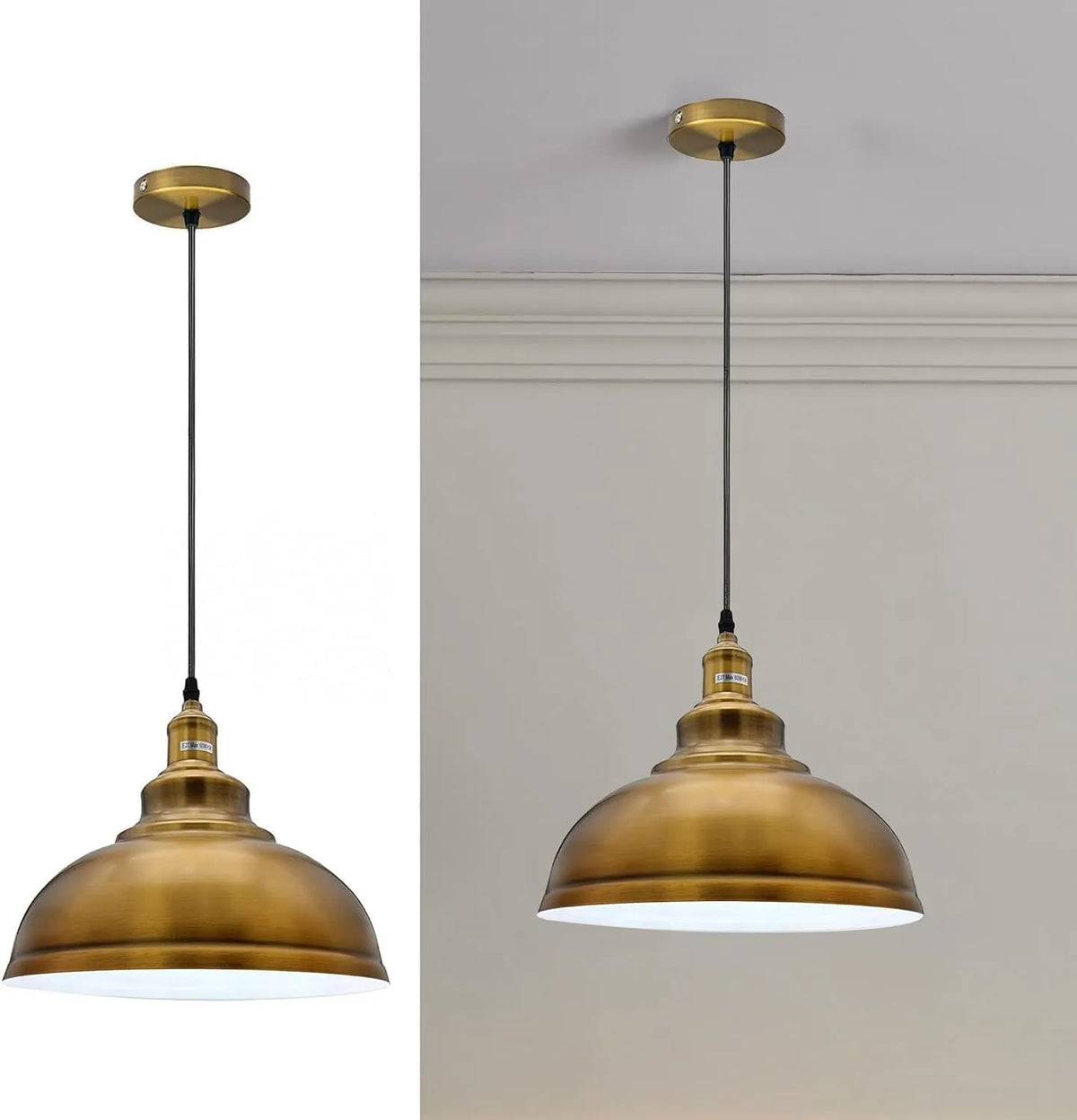 Retro Metal Pendant Light – Curvy, Gloss or Cone Shade, 3 Finishes - photo 49