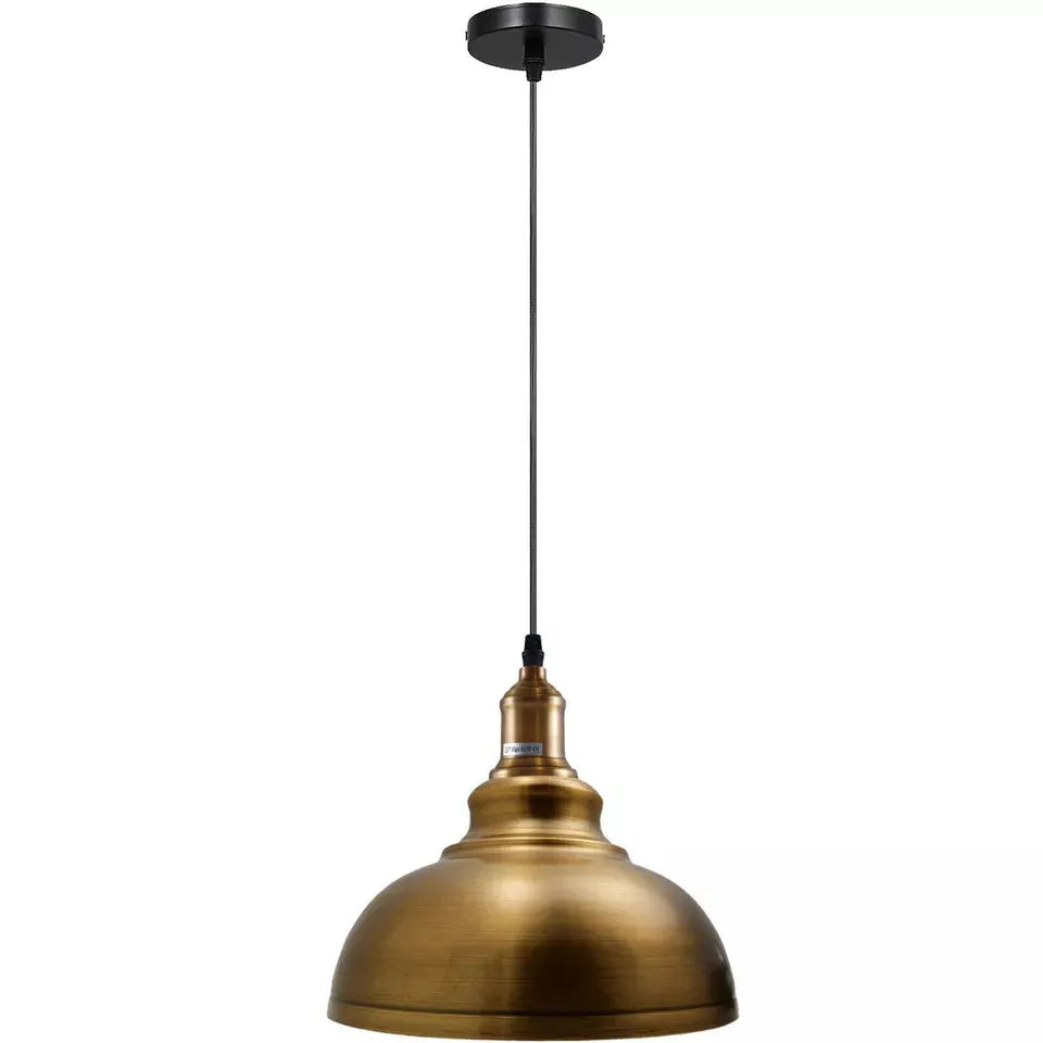 Retro Metal Pendant Light – Curvy, Gloss or Cone Shade, 3 Finishes - Yellow Brass, Curvy 29 cm Yellow Brass, Without Bulb