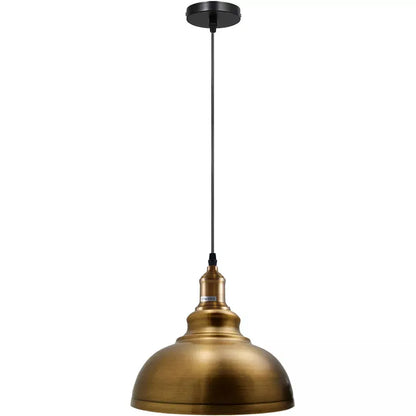 Retro Metal Pendant Light – Curvy, Gloss or Cone Shade, 3 Finishes - Yellow Brass, Curvy 29 cm Yellow Brass, Without Bulb
