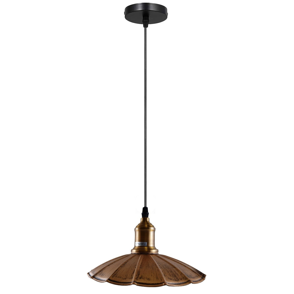 Retro Metal Pendant Light – Curvy, Gloss or Cone Shade, 3 Finishes - Yellow Brass, Lounge 22 cm Brushed Copper, Without Bulb
