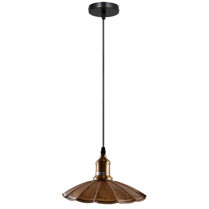 Retro Metal Pendant Light – Curvy, Gloss or Cone Shade, 3 Finishes - Yellow Brass, Lounge 22 cm Brushed Copper, Without Bulb