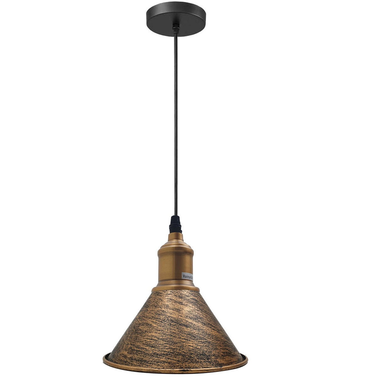 Retro Metal Pendant Light – Curvy, Gloss or Cone Shade, 3 Finishes - Yellow Brass, Small Cone 18 cm Brushed Copper, Without Bulb