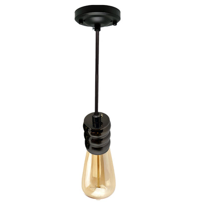 Vintage Pendant Light Fitting – Ribbed Black E27 Holder, 108 mm Rose - photo 5