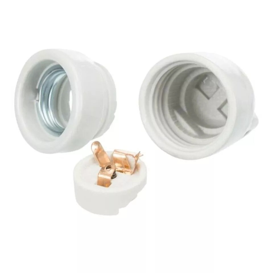 Glazed Ceramic E27 Lamp Holder with Hanging Loop – Black or White - photo 3