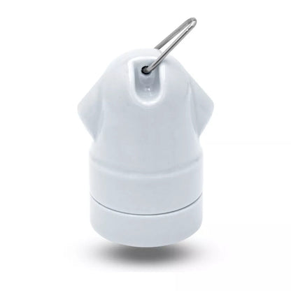 Glazed Ceramic E27 Lamp Holder with Hanging Loop – Black or White - White, Single, Standard
