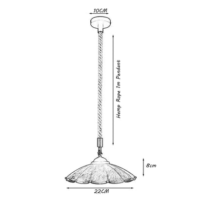 1 m Hemp Rope Pendant Light – Metal, Glass or Hemp Shades, E27 - photo 5