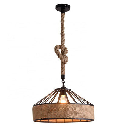1 m Hemp Rope Pendant Light – Metal, Glass or Hemp Shades, E27 - Black, Hemp 30 cm Hemp, Without Bulb
