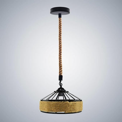 1 m Hemp Rope Pendant Light – Metal, Glass or Hemp Shades, E27 - Black, Hemp 40 cm Hemp, Without Bulb