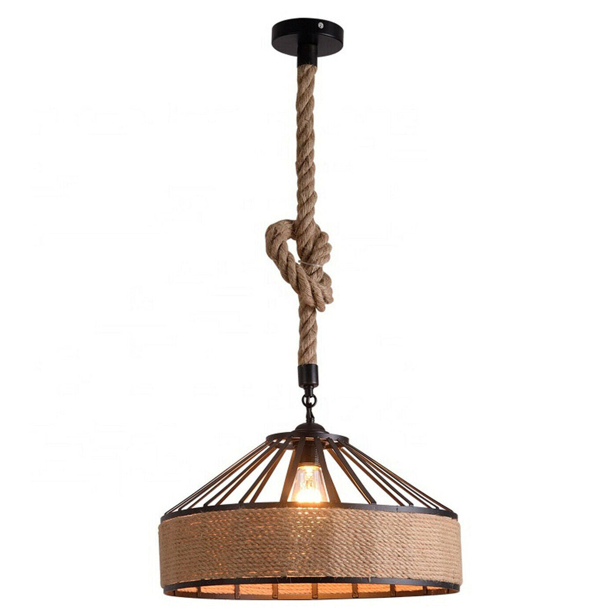 1 m Hemp Rope Pendant Light – Metal, Glass or Hemp Shades, E27 - photo 35
