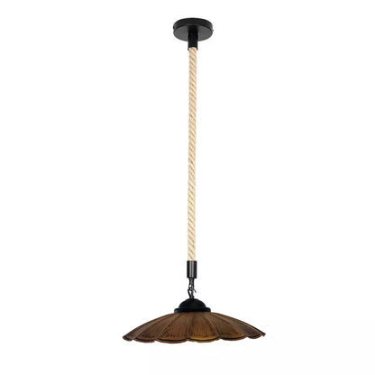 1 m Hemp Rope Pendant Light – Metal, Glass or Hemp Shades, E27 - Black, Lounge 22 cm Brushed Copper, G95 LED Bulb 4W