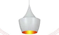 White Pendant Light with Gold Inner Shade – E27