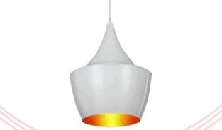 White Pendant Light with Gold Inner Shade – E27